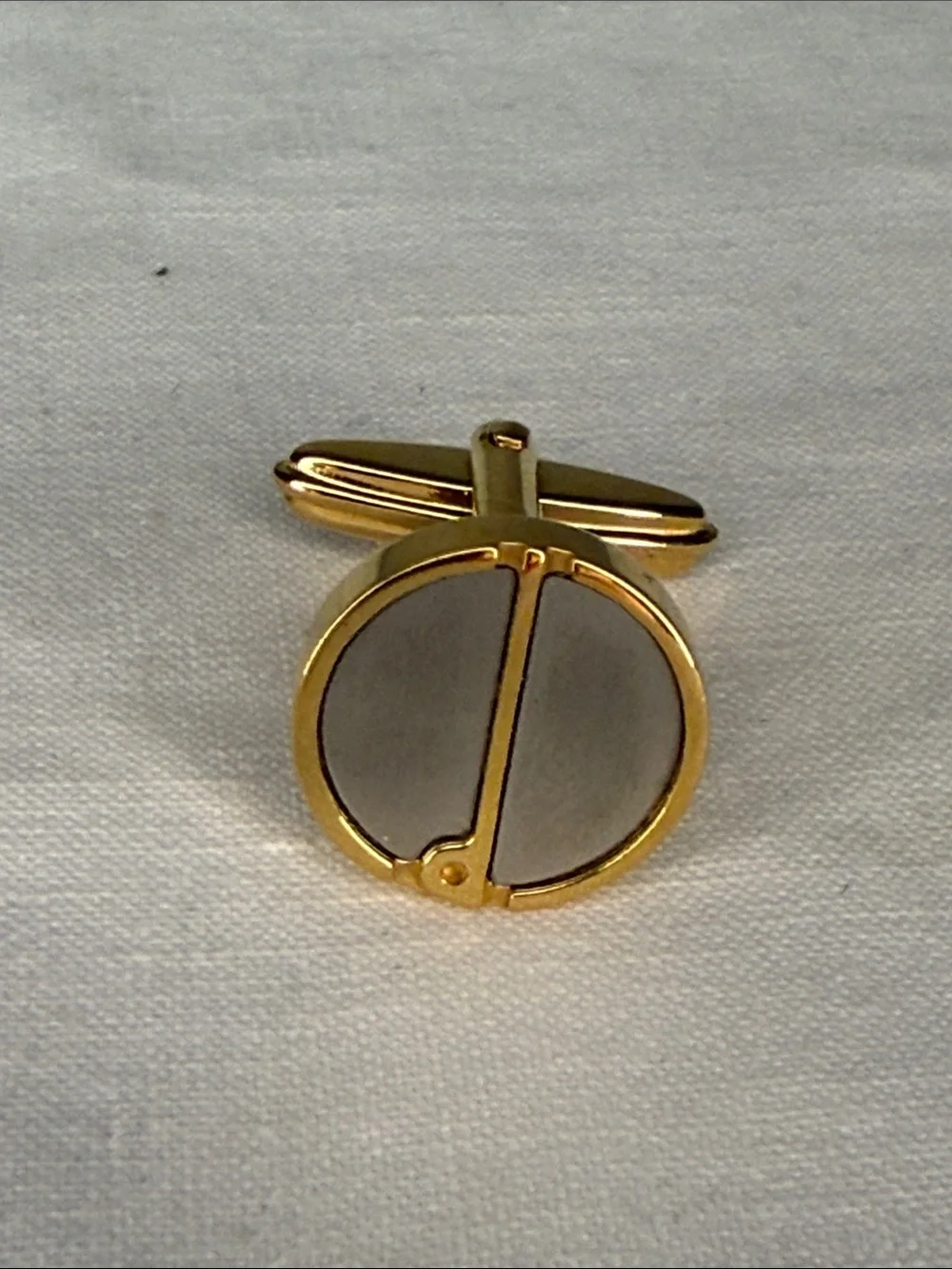 Vintage Dunhill Two Tone Round Cufflinks Gold Silver Tone .75